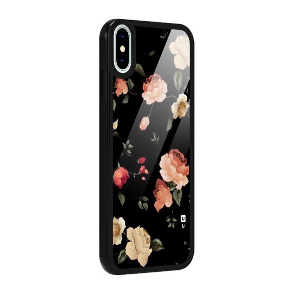 Black Artistic Floral Glass Back Case for iPhone X