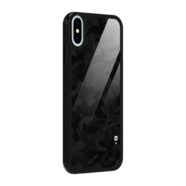 Black Camouflage Glass Back Case for iPhone X