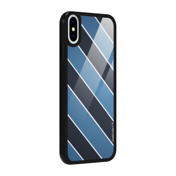 Blue Black Stripes Glass Back Case for iPhone X