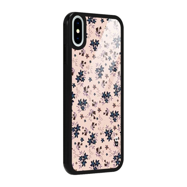 Blue Peach Floral Glass Back Case for iPhone X