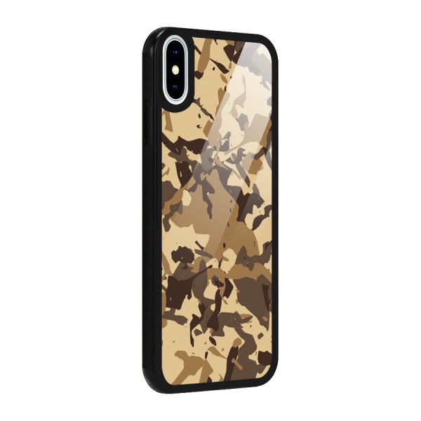 Brown Camouflage Army Glass Back Case for iPhone X
