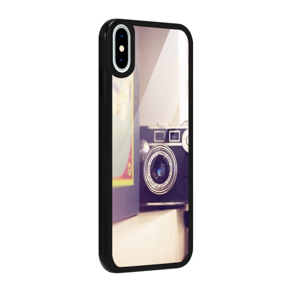 Camera Vintage Pastel Glass Back Case for iPhone X
