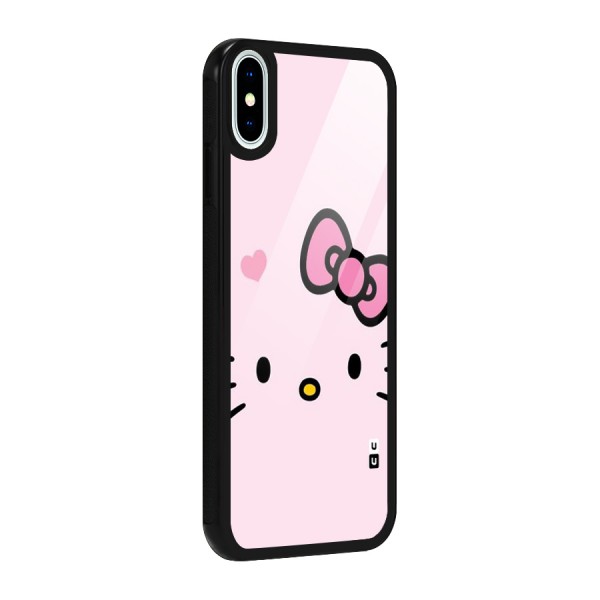 Cute Bow Face Glass Back Case for iPhone X