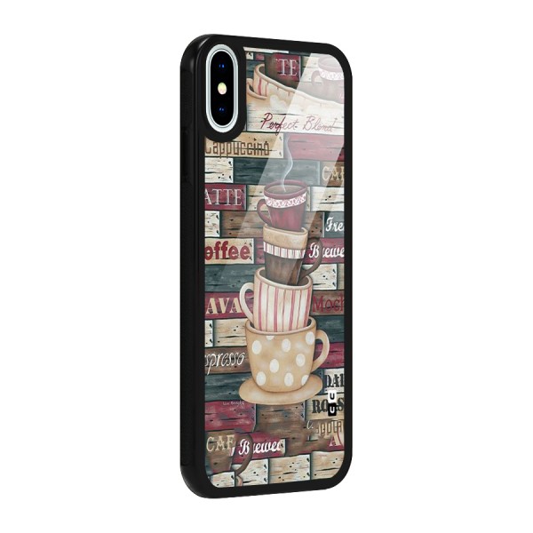 Cute Coffee Cups Glass Back Case for iPhone X