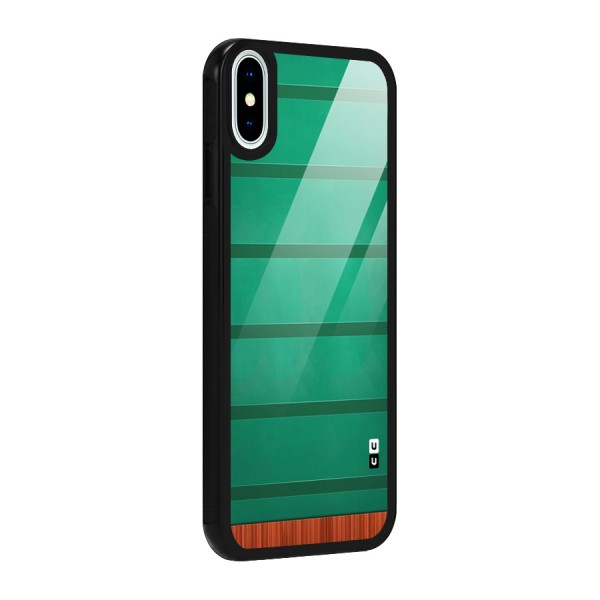 Green Wood Stripes Glass Back Case for iPhone X