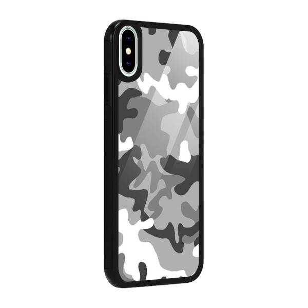 Grey Military Glass Back Case for iPhone X