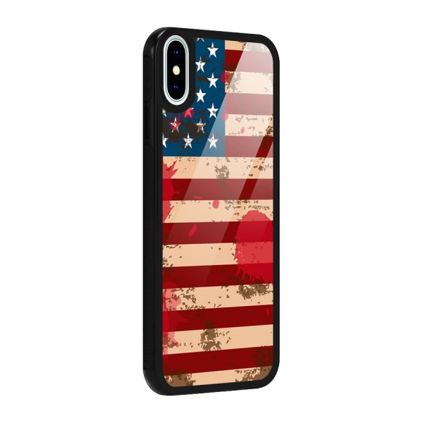 Grunge USA Flag Glass Back Case for iPhone X