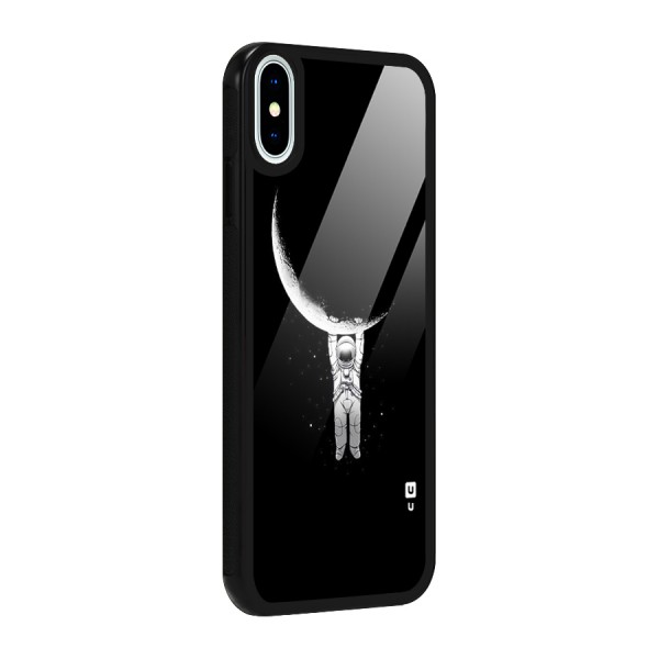 Hanging Astronaut Glass Back Case for iPhone X