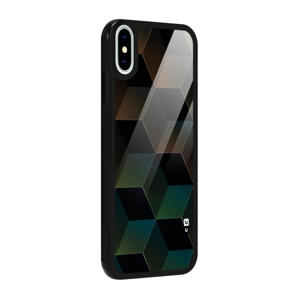 Hexagonal Design Glass Back Case for iPhone X