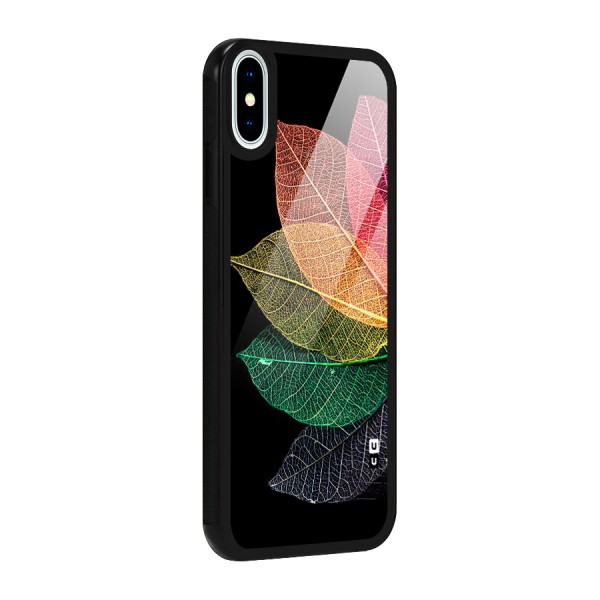 Net Leaf Color Design Glass Back Case for iPhone X