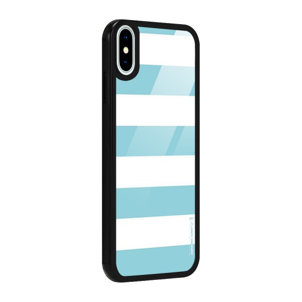 Pastel Blue White Stripes Glass Back Case for iPhone X