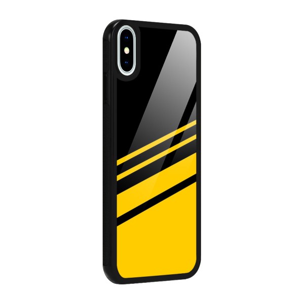 Slant Yellow Stripes Glass Back Case for iPhone X