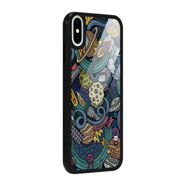 Space Pattern Blue Glass Back Case for iPhone X
