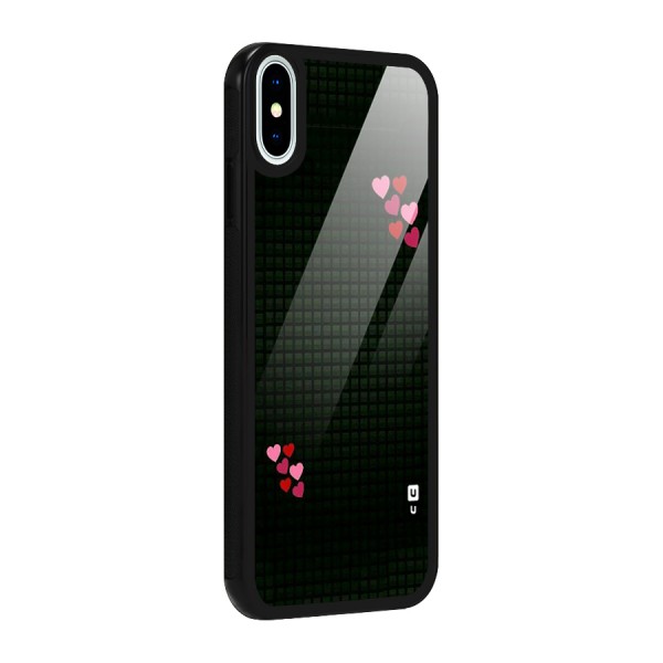 Square and Hearts Glass Back Case for iPhone X