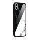 Stylish Diagonal Marble Glass Back Case for iPhone X