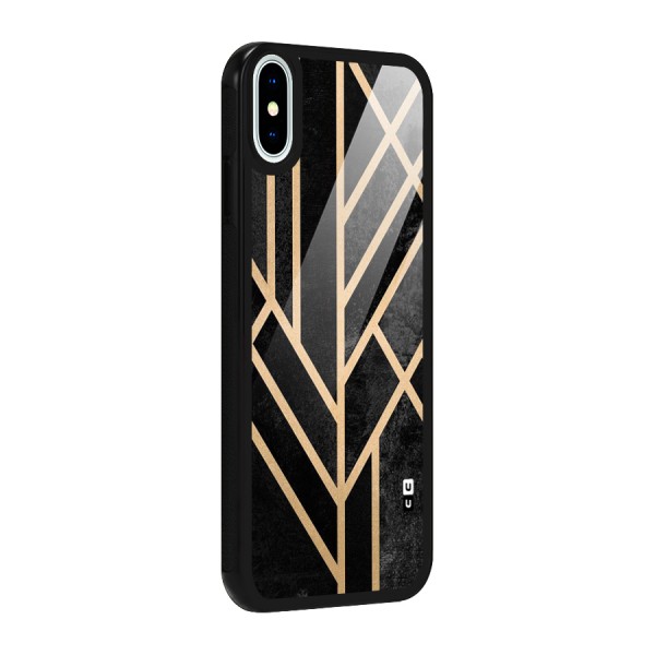 Tri Lines Gold Glass Back Case for iPhone X