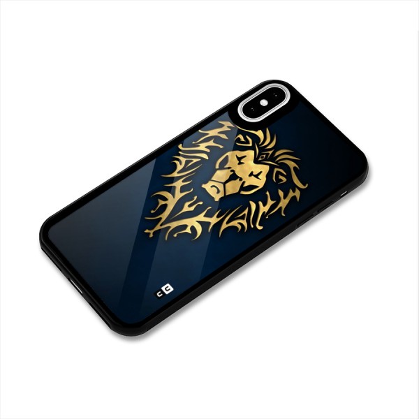 Beautiful Golden Lion Design Glass Back Case for iPhone X