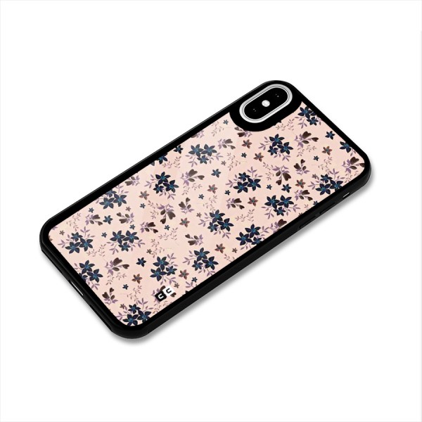 Blue Peach Floral Glass Back Case for iPhone X