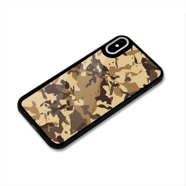 Brown Camouflage Army Glass Back Case for iPhone X