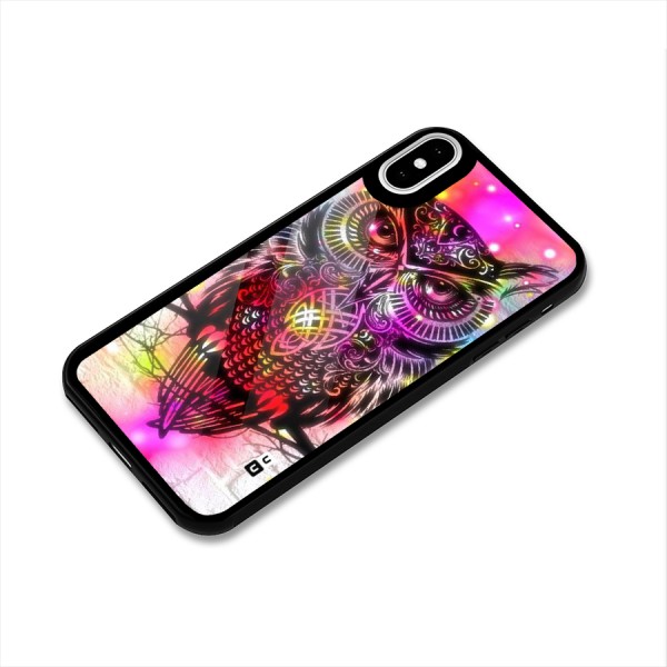 Colourful Owl Glass Back Case for iPhone X