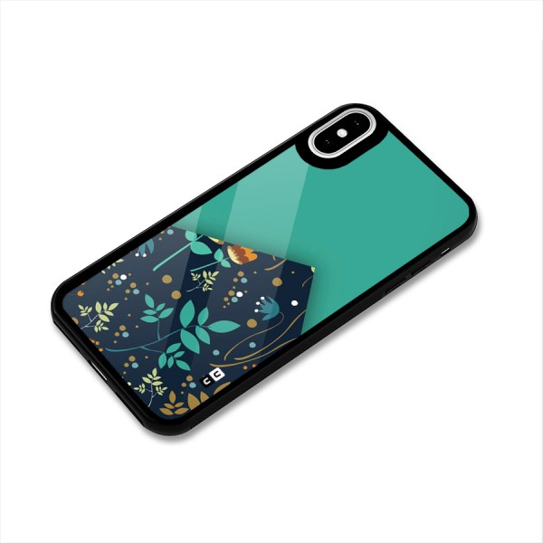 Floral Corner Glass Back Case for iPhone X