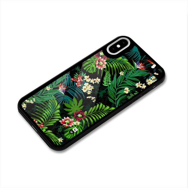 Green Leaf Design Glass Back Case for iPhone X