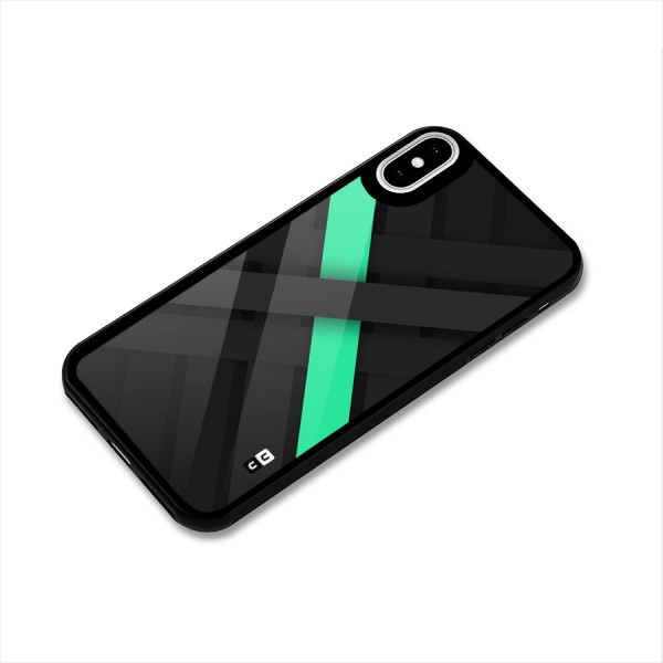 Green Stripe Diagonal Glass Back Case for iPhone X