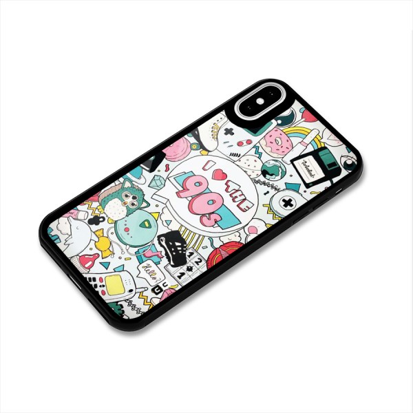 Heart 90s Glass Back Case for iPhone X