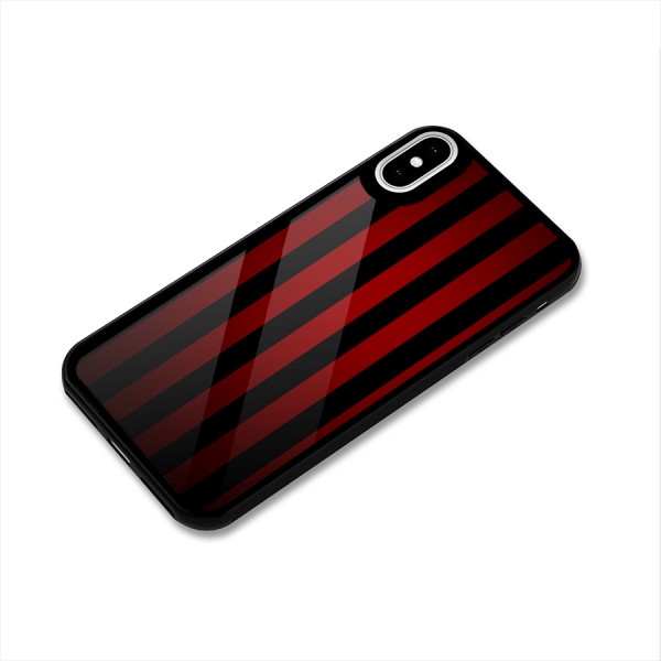 Red Black Stripes Glass Back Case for iPhone X