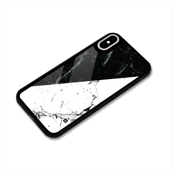 Stylish Diagonal Marble Glass Back Case for iPhone X