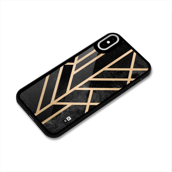 Tri Lines Gold Glass Back Case for iPhone X