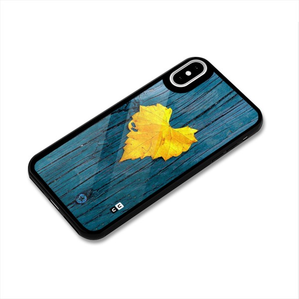 Yellow Leaf Glass Back Case for iPhone X