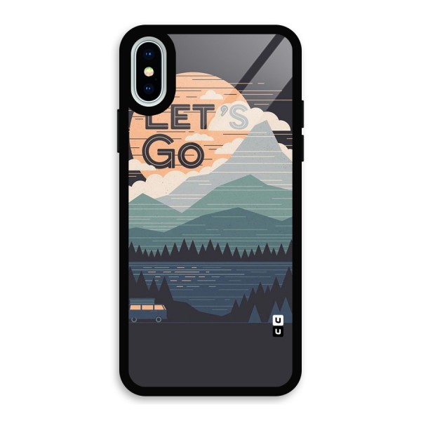 Abstract Travel Glass Back Case for iPhone XS