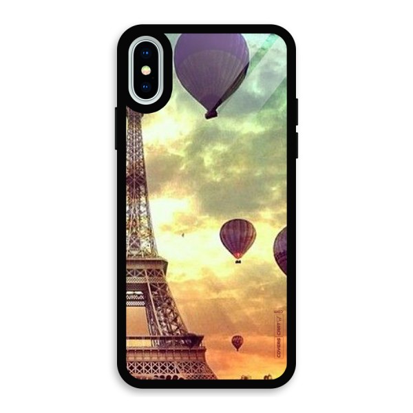 Artsy Hot Balloon And Tower Glass Back Case for iPhone XS