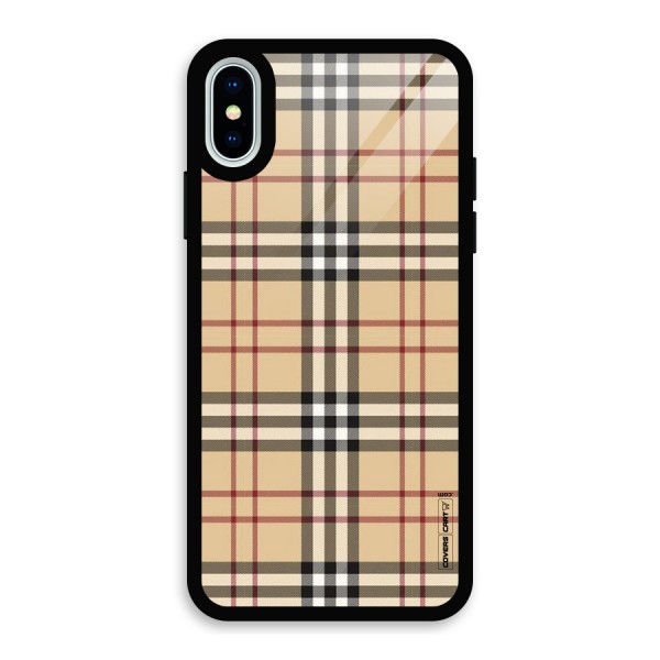 Beige Check Glass Back Case for iPhone XS