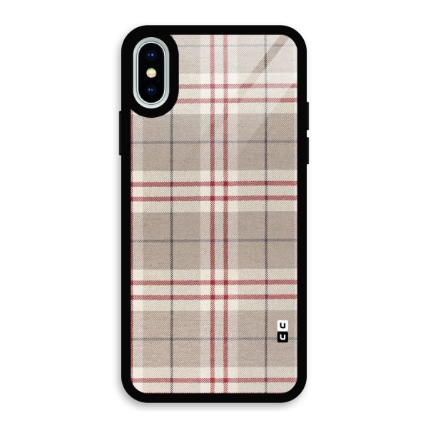 Beige Red Check Glass Back Case for iPhone XS