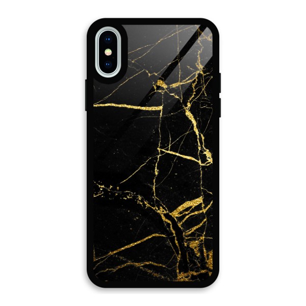Black And Gold Design Glass Back Case for iPhone XS