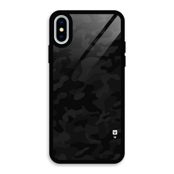 Black Camouflage Glass Back Case for iPhone XS