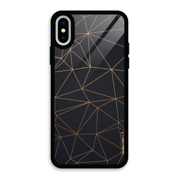 Black Golden Lines Glass Back Case for iPhone XS