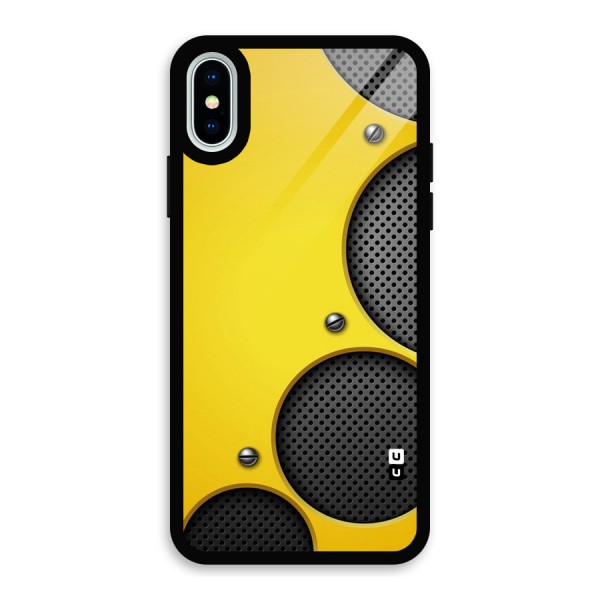 Black Net Yellow Glass Back Case for iPhone XS