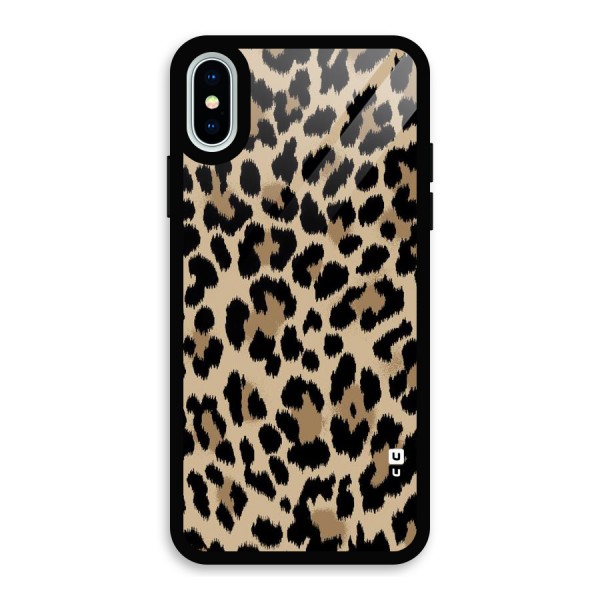 Brown Leapord Print Glass Back Case for iPhone XS