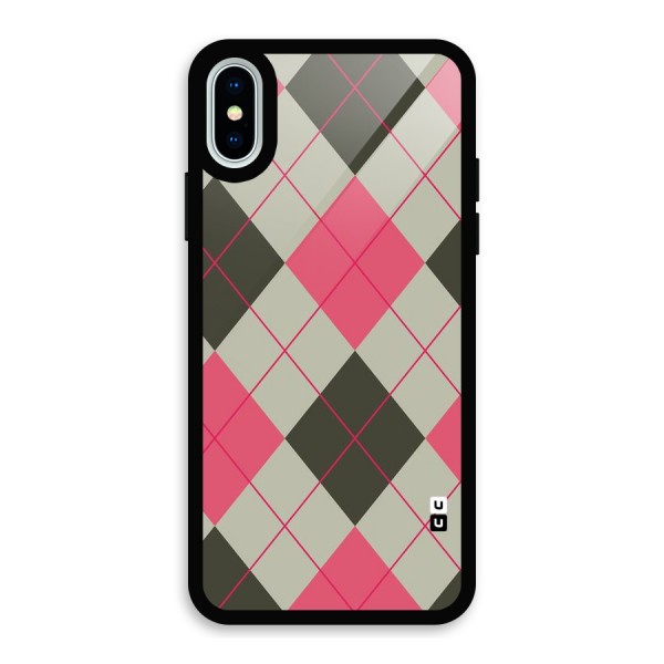 Check And Lines Glass Back Case for iPhone XS