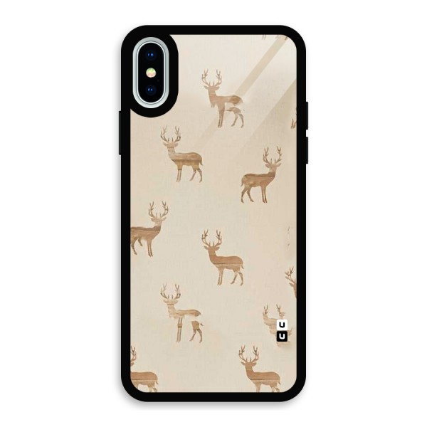 Deer Pattern Glass Back Case for iPhone XS