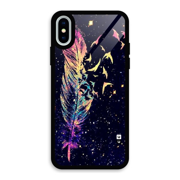 Feather Bird Fly Glass Back Case for iPhone XS