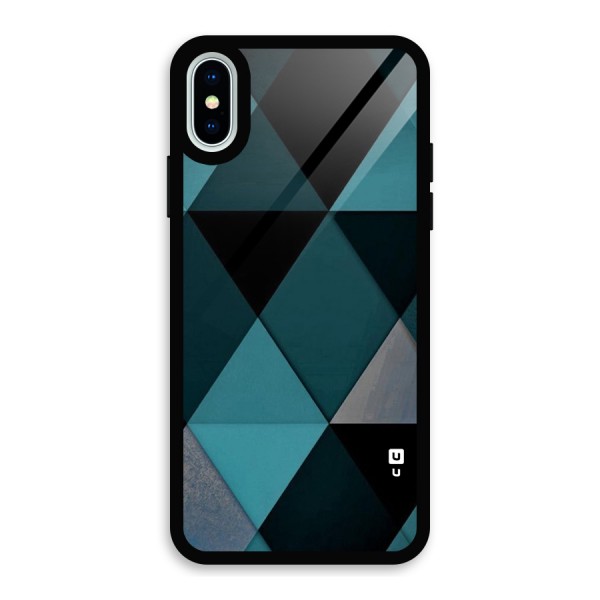 Green Black Shapes Glass Back Case for iPhone XS