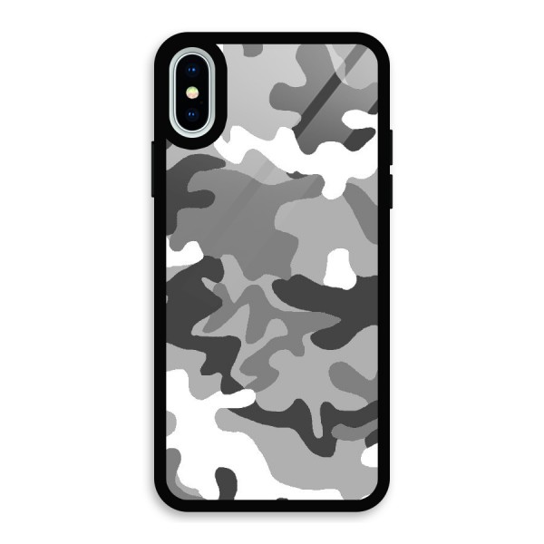 Grey Military Glass Back Case for iPhone XS