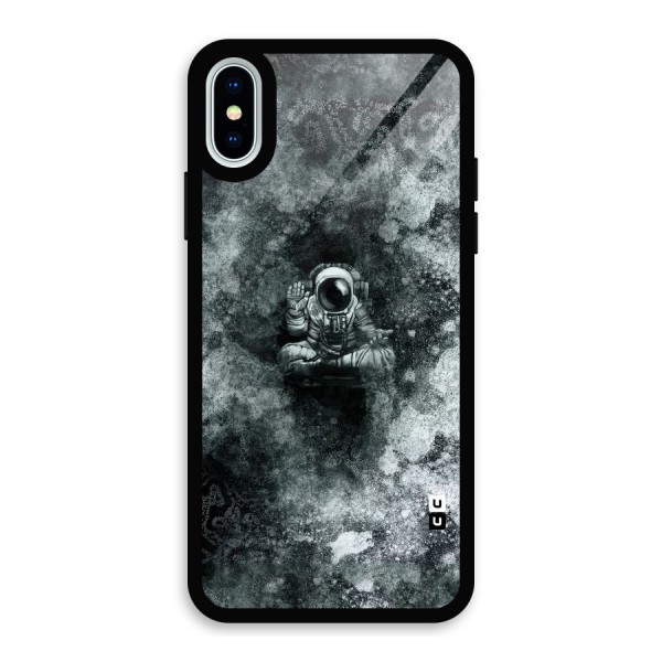 Meditating Spaceman Glass Back Case for iPhone XS