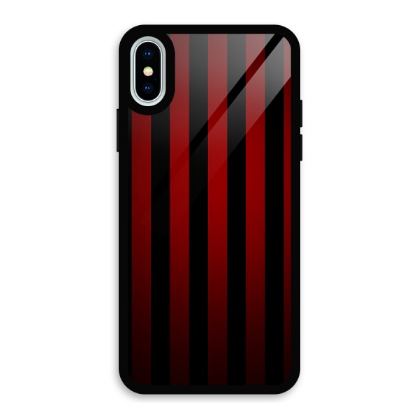 Red Black Stripes Glass Back Case for iPhone XS