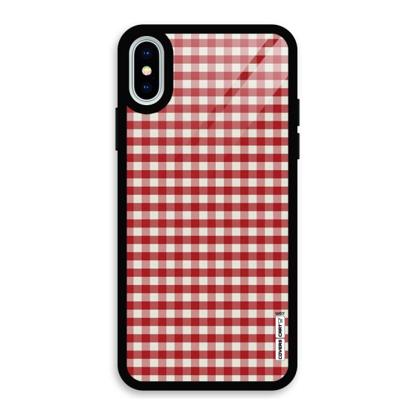 Red White Check Glass Back Case for iPhone XS