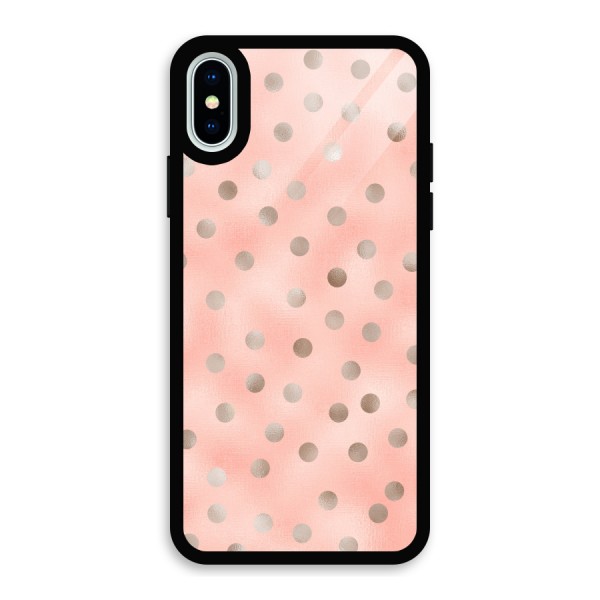 RoseGold Polka Dots Glass Back Case for iPhone XS